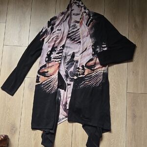 ADORE Art Boho Stunning Taupe  Midi Cadigan Asymmetrical Size L